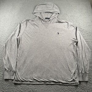 Polo Ralph Lauren Hoodie Mens XXL Gray Long Sleeve Pullover Pima Cotton Classic